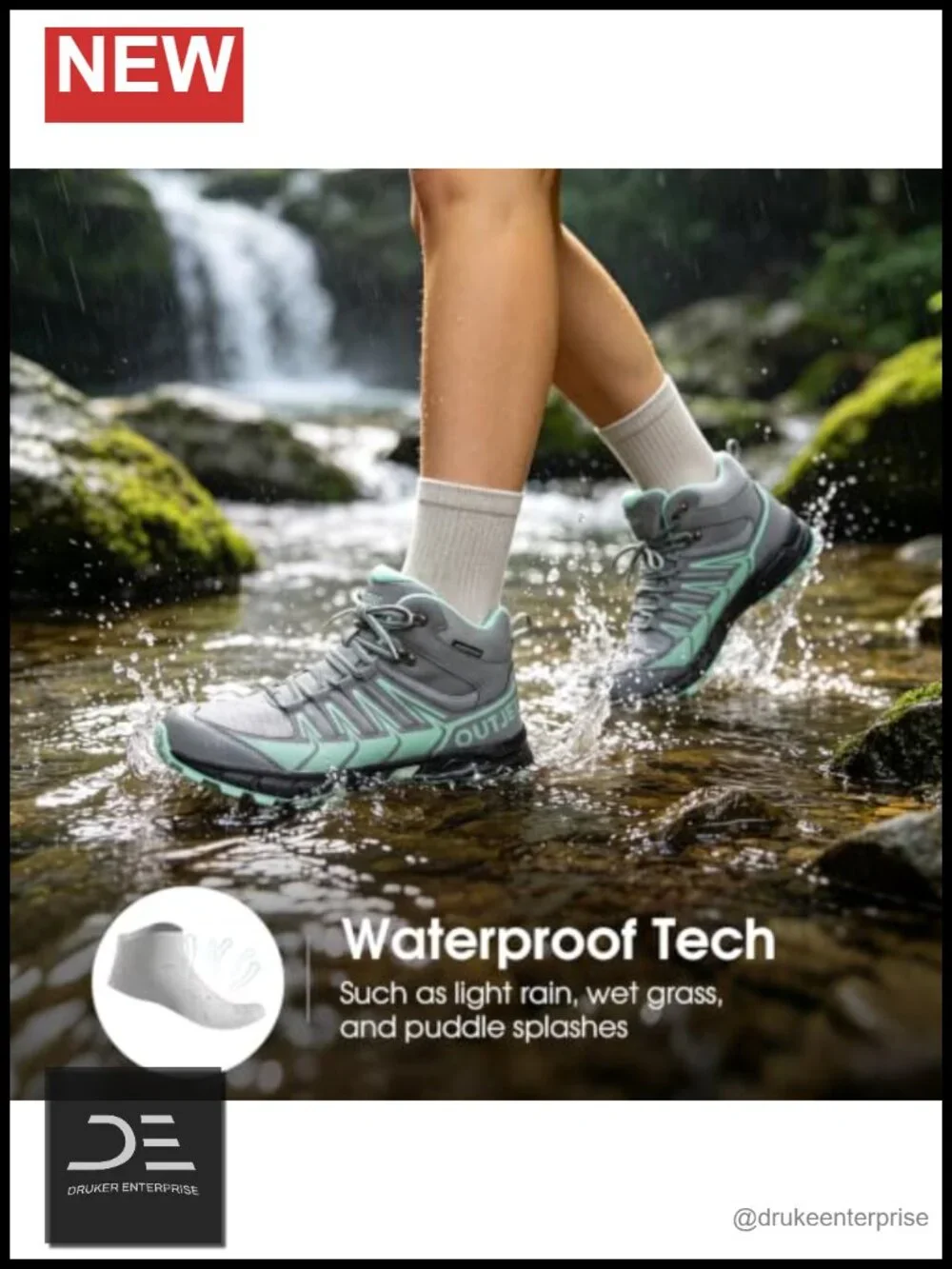 Waterproof Hiking Boots Mid Ankle Lightweight EVA Cushioned Outdoor Trail